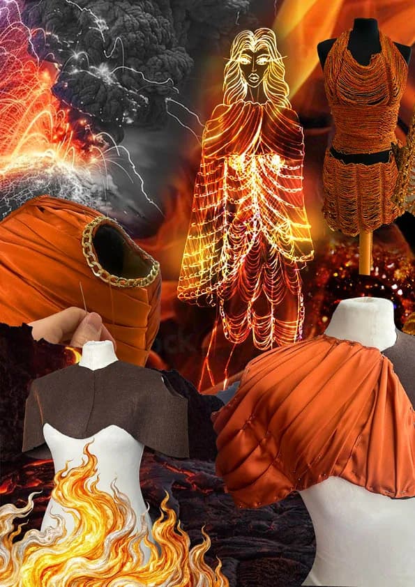 Éruption de Feu fire mood and styling board