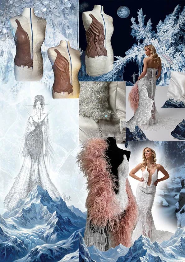 Éruption de Neige sketch and image research board